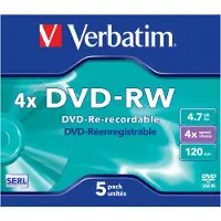 Verbatim DVD-RW, 4,7 GB, 5 Jewelcases