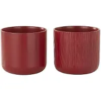 J-Line bloempot Gen - keramiek - rood - small - 2 stuks - Ø 13.5 cm