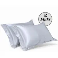 Beauty Silk - Kussenslopen - 60x70 - Glans Satijn - Grijs - 2 Stuks