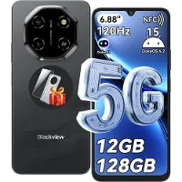 Blackview SHARK 6 Smartphone 5G AI - DUAL SIM - 12 GB RAM - 128 GB ROM - Octa Core - Android 15 - 6,88 inch - NFC - Zwart