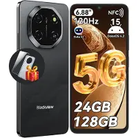 Blackview SHARK 6 Smartphone 5G AI - DUAL SIM - 24 GB RAM - 128 GB ROM - Octa Core - Android 15 - 6,88 inch - NFC - Zwart