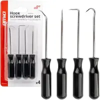 Amio Precisie Pick en Haak Set 4-delig - Universeel Gereedschap voor Auto Reparatie, Elektronica, Hobby en DIY Werkzaamheden