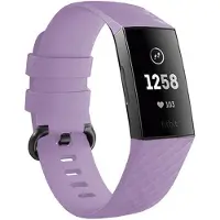 Strap-it Siliconen Smartwatch bandje - Geschikt voor Fitbit Charge 3/4 silicone band - lila - Horlogeband / Polsband / Armband - Maat: Maat S