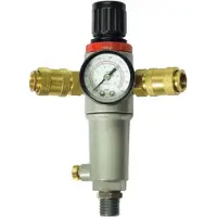 Stanley Drukregelaar met Manometer 152172XSTN - Filter, Drukregelaar en Manometer - Max. 10Bar - Aflezen in Bar/PSI - 3/4"M + 2 Snelkoppelingen