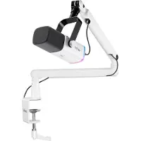 Fifine - TAM8 - USB / XLR Studio microfoon - Flexibele Arm ( BM88 ) - Met kabelgoot - Geschikt voor PC/PS4/PS5 - RGB - Podcast - Gaming - Streaming - Wit