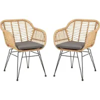 Idimex Tuinstoelen PARAMO, set van 2, van polyrotan – naturel/grijs met een zwart metalen frame