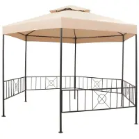 vidaXL Tuinprieel 323x265 cm hexagonaal beige