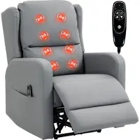 HOMCOM Massage Relaxfauteuil Kunstleer, staal 89L x 77B x 107H cm Grijs