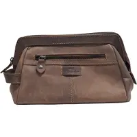 Landleder Rugged Hide - Toilettas - Naturel Bruin