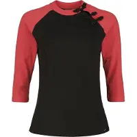 Pussy deluxe - Rockabilly Shirt met lange mouwen - Asia Dreams Oriental 3/4 Longsleeve - S tot XXL - voor Vrouwen - zwart-rood - Maat S