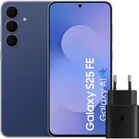 Samsung Galaxy S25 FE 128GB Donkerblauw 5G + Oplader 25 Watt Zwart