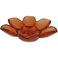 B Living Glazen Waxinehouder – Bloemvorm – Oranje Transparant - Ø12 H3 cm