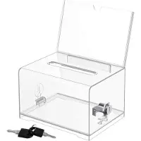 LONGZIMING -Transparante acryl donatie- en stembus – Veilig met slot, stevige spaar- en inzamelbox voor vergaderingen, evenementen, scholen en gemeenschappen