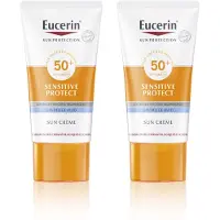 Eucerin Sun Sensitive Protect Crème Zonnebrand Gezicht - SPF 50+ - Zonbescherming - 50 ml - Voordeelverpakking - Bundel van 2