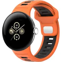 Strap-it Sport bandje siliconen geschikt voor Google Pixel Watch 5 (45 mm) / 4 (45 mm) / 3 (45 mm) - Oranje/Zwart