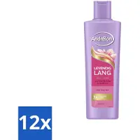Andrélon 12 x – Shampoo – Levendig Lang – 250 ml - Lang Haar Verzorging - Haar Versterken - Biotine Shampoo - Haarbreuk Voorkomen - Gespleten Punten