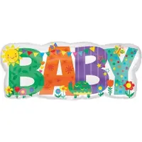 Amscan SuperShape Baby Banner Cute Icons Foil Balloon P30 packed 83 x 35cm