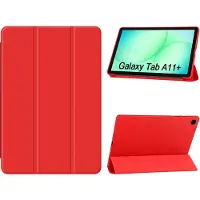 Ntech Hoes Geschikt voor Samsung Galaxy Tab A11 Plus hoes Rood – Tablet hoes tri-fold bookcase met auto/wake functie