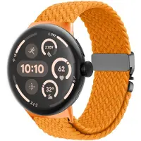Strap-it nylon gevlochten bandje met P-Buckle aansluting geschikt voor Google Pixel Watch 5 (45 mm) / 4 (45 mm) / 3 (45 mm) - Oranje