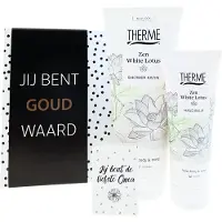 Therme Cadeauset Zen White Lotus – 4-delig – Douche + Hand Balm + Chocoladewens + Oma-zeep – Cadeau voor oma
