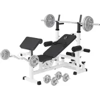 Gorilla Sports Universele Halterbank Wit 108 kg Halterset Gripper Gietijzer