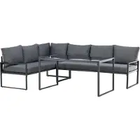 Ebuy24 Zingaro lounge set 1 hoekbank, 1 eettafel zwart.