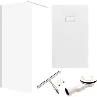 Badland Ketil Vidar doucheset met glaswisser 140 x 90 cm chroom/wit - walk-in douchewand met douchebak