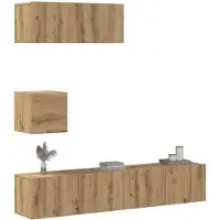 vidaXL 4-delig Tv-meubelset wandmontage bewerkt hout artisanaal eiken