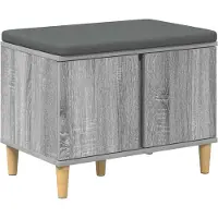 vidaXL Hallenbank met kussen met opslag Grijze Sonoma 60 x 38 x 46 cm