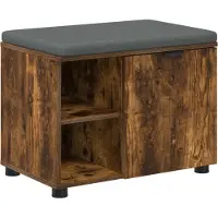 vidaXL Hallenbank met kussen met plank Gerookte Eik 60 x 38 x 46 cm