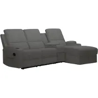 Notio Living DALLAS-Bank 3-zitter met opbergchaise rechter manuele relaxstoel in cordury antraciet