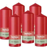 Bolsius - Gladde Stompkaarsen - Rood - 6 stuks - 15cm - 42 Branduren