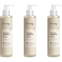 Derma Eco Gezichtsreiniger en Make-up Remover Gel - Hypoallergeen - Parfumvrij - Met Aloë Vera - 3 x 200 ml