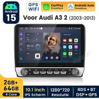 Hexinex 10.1" autoradio Geschikt voor AUDI A3 8P 2003-2013 - Draadloos CarPlay, Android Auto, Androdi 15, multimediaspeler, 2GB+64GB