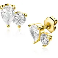Zinzi 6,5mm gold plated zilveren oorstekers peer- en rondvormig met zirkonia ZIO2726Y