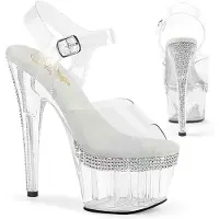 Pleaser - ADORE708PHRS Sandaal met enkelband - US 7 - 37 Shoes - Wit/Transparant