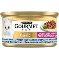 Gourmet Gold Luxe Mix met zeevis in een saus met spinazie natvoer kat (24x85 g) 1 tray (24 x 85 g)