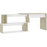 vidaXL Hoekbureau 200x50x76 cm bewerkt hout wit en sonoma eikenkleurig