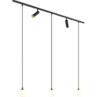 QAZQA Modern railsysteem zwart met 2 spots en 3 hanglampen 1-fase - Slimline Uzzy Eira