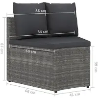vidaXL 2-delige Loungeset met kussens poly rattan grijs