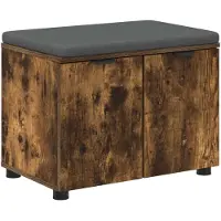 vidaXL Hallenbank met kussen met plank Gerookte Eik 60 x 38 x 46 cm