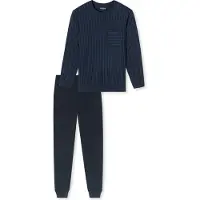 Schiesser Pyjama lang ' Comfort Essentials ' donkerblauw