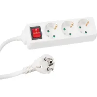 Perel Stekkerdoos - 3 stopcontacten type F met schakelaar - 1.5 m kabel wit