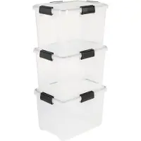 Iris Airtight Opbergbox - 20L - Kunststof - Transparant/Zwart - Set van 3