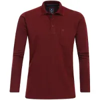 REDMOND Casual Regular Fit Poloshirt lange mouw rood, Effen