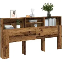 vidaXL Hoofdbordkast 200x19x103,5 cm bewerkt hout oud houtkleurig