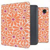 IMoshion Design Slim Hard Case Sleepcover met stand voor de Kobo Libra Colour - Orange Flowers Connect