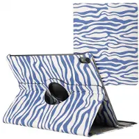 IMoshion 360° Draaibare Design Bookcase voor de Apple iPad Pro 13 (2025) M5 / (2024) M4 - White Blue Stripes