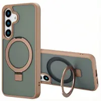 Accezz Ring Stand Backcover met MagSafe voor de Samsung Galaxy S25 Plus - Bruin