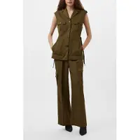 French Connection Florence Twill Waistcoat Khaki Maat: 10 | Gilets Outlet | Dames | Bruin